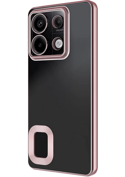 Case 4u Xiaomi Redmi Note 13 Pro 4g Kılıf Tek Kamera Çerçeveli Logo Gösteren Omega Kapak Rose Gold