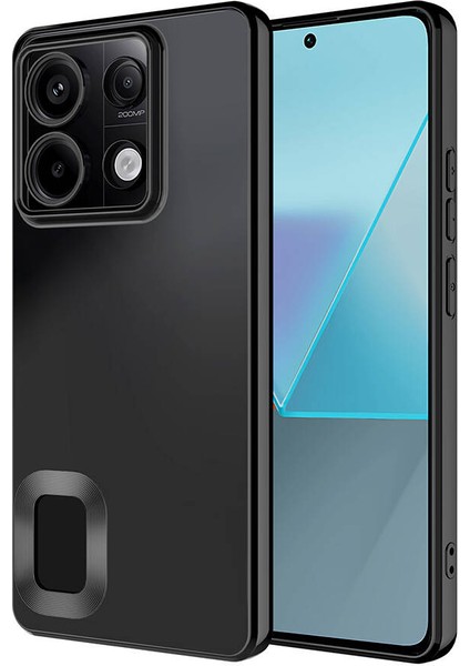 Xiaomi Redmi Note 13 Pro 4g Kılıf Tek Kamera Çerçeveli Logo Gösteren Omega Kapak Siyah