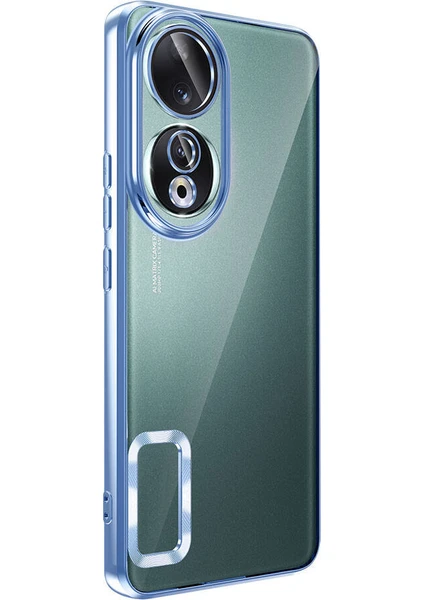 Case 4u Huawei Honor 90 Kılıf Tek Kamera Çerçeveli Logo Gösteren Omega Kapak Sierra Mavi