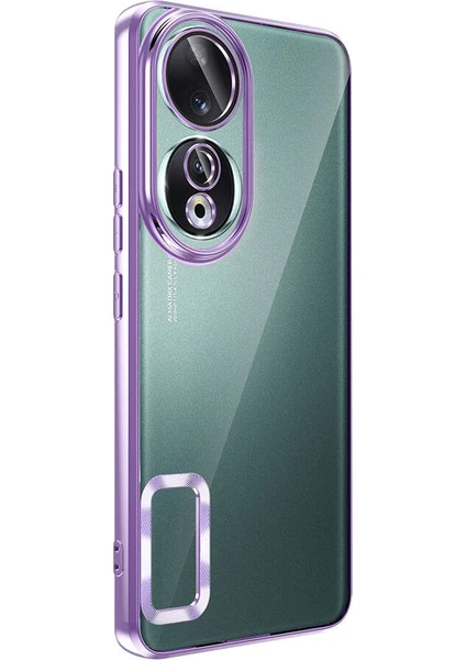 Case 4u Huawei Honor 90 Kılıf Tek Kamera Çerçeveli Logo Gösteren Omega Kapak Lila