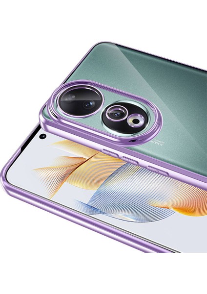 Case 4u Huawei Honor 90 Kılıf Tek Kamera Çerçeveli Logo Gösteren Omega Kapak Lila