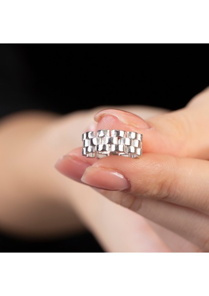 Zincir Tasarım Silver Renk Free Size 925 Ayar Gümüş Kadın Yüzük fiyatları