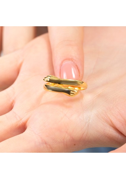 Anne-Bebek Eli Detaylı Gold Renk Free Size 925 Ayar Gümüş Kadın Yüzük fiyatları