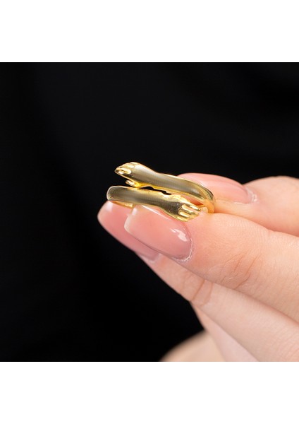 Anne-Bebek Eli Detaylı Gold Renk Free Size 925 Ayar Gümüş Kadın Yüzük modelleri