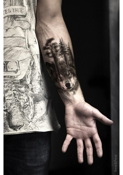 Büyük Boy Kurt Dövmesi Temporary Tattoo