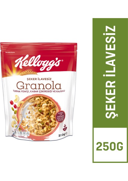 Şeker İlavesiz Granola Kajulu, Kabak Çekirdekli ve Turna Yemişli 250 G