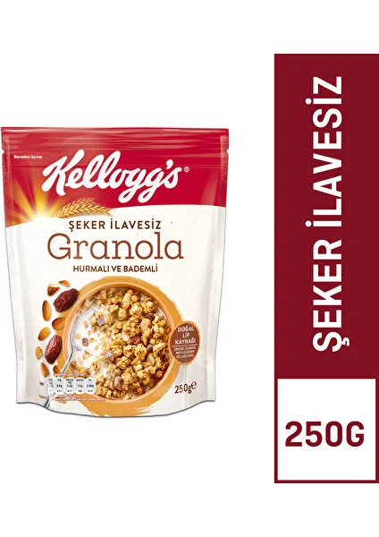 Şeker İlavesiz Granola Hurmalı ve Bademli 250 G