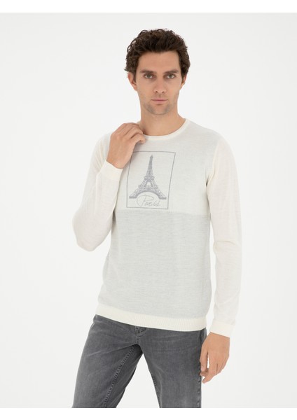 Erkek Beyaz Slim Fit Kazak 50272084-VR013