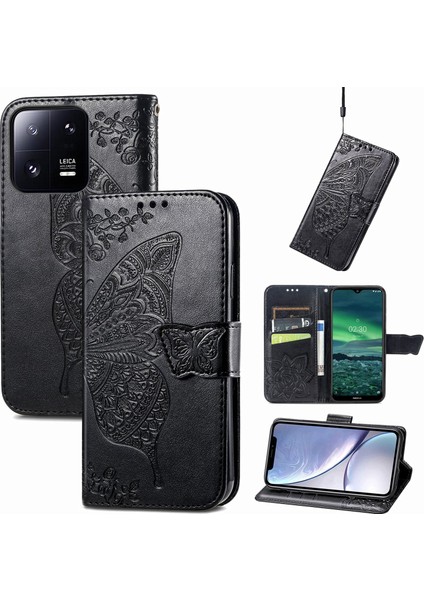Xiaomi 13 Pro Kelebek Kanatları Narin Çiçekler Flip Darbeye Dayanıklı Deri Telefon Kılıfı ile Uyumlu (Yurt Dışından) fiyatları