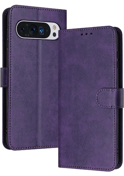 Toka Saf Renk Pu Deri ile Google Piksel 9 Pro Için Flip Case (Yurt Dışından)