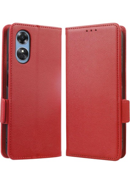 Oppo A17/A17K Manyetik Cüzdan Kart Yuvaları Için Kılıf Tutucu Pu Deri Yan (Yurt Dışından)