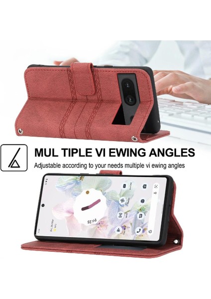 Google Piksel 8 Darbeye Koruyucu Kickstand Pu Deri Için Flip Case (Yurt Dışından)