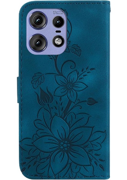 Motorola Moto Kenar 50 Pro Manyetik Kickstand Kabartmalı Zambak Için Flip Case (Yurt Dışından)
