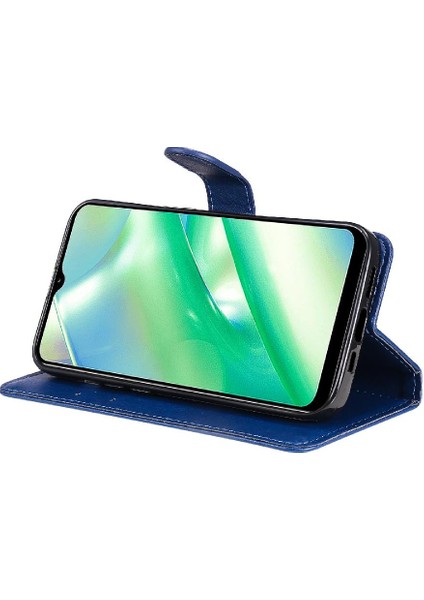 Kart Yuvası Klasik Katı ile Realme C33 Yüksek Kaliteli Deri Için Flip Case (Yurt Dışından)