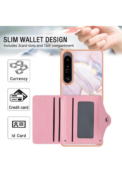 Sony Xperia 1 Iv Mermer Yumuşak Tpu Tampon Ince Cüzdan Kart Yuvaları Için Kılıf (Yurt Dışından) modelleri