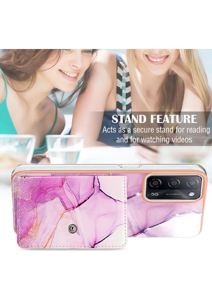 Oppo Için Kılıf A16/A16S/A54S Ince Cüzdan Mermer Yumuşak Tpu Tampon Kart Yuvaları (Yurt Dışından)