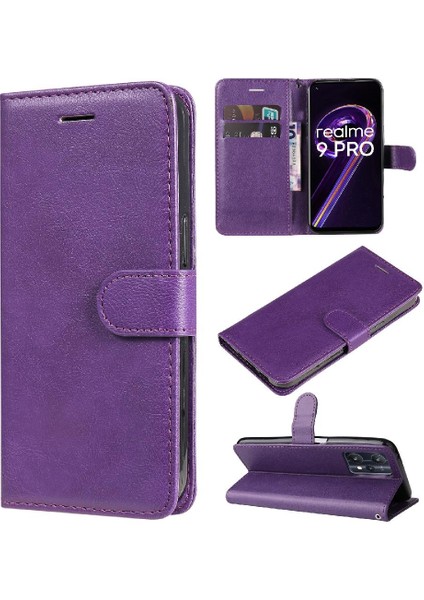 Realme 9 Pro Klasik Düz Renk Için Flip Case ile Yüksek Kaliteli Deri (Yurt Dışından)