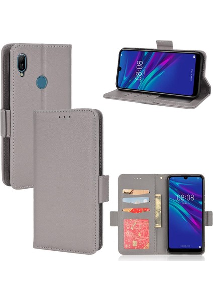 Huawei Y6 Için Kılıf 2019 Yan Toka Pu Deri Cüzdan Kart Yuvaları Tutucu (Yurt Dışından)