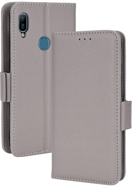 Huawei Y6 Için Kılıf 2019 Yan Toka Pu Deri Cüzdan Kart Yuvaları Tutucu (Yurt Dışından)