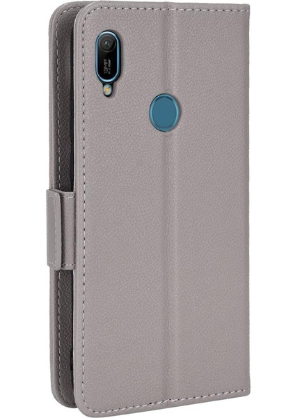 Huawei Y6 Için Kılıf 2019 Yan Toka Pu Deri Cüzdan Kart Yuvaları Tutucu (Yurt Dışından)