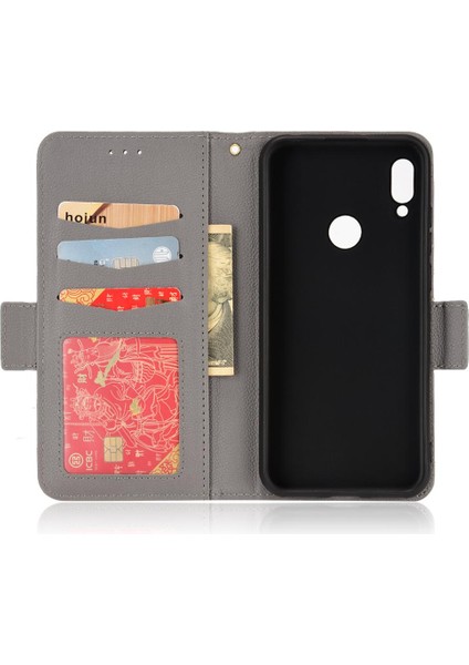 Huawei Y6 Için Kılıf 2019 Yan Toka Pu Deri Cüzdan Kart Yuvaları Tutucu (Yurt Dışından)