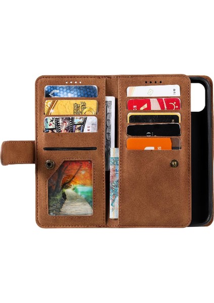Iphone 15 Için Flip Case Pro Max 9 Kart Yuvaları Pu Deri Kickstand Cüzdan (Yurt Dışından)
