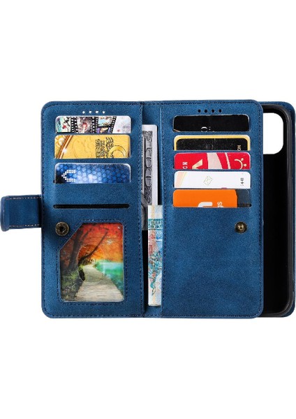 Iphone 15 Için Flip Case Pro Max 9 Kart Yuvaları Pu Deri Kickstand Cüzdan (Yurt Dışından)