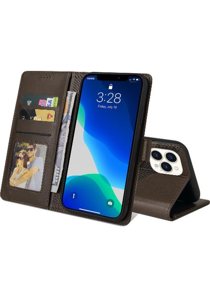 Iphone 13 Için Flip Case Pro Max Iki Kart Yuvaları Kickstand Premium Deri (Yurt Dışından)