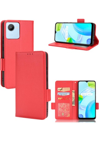 Realme C30 Cüzdan Kart Yuvaları Için Kılıf Tutucu Pu Deri Manyetik Yan (Yurt Dışından)