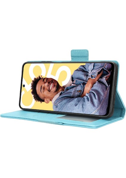 Realme C55 Yan Toka Manyetik Kart Yuvaları Tutucu Pu Deri Için Kılıf (Yurt Dışından)