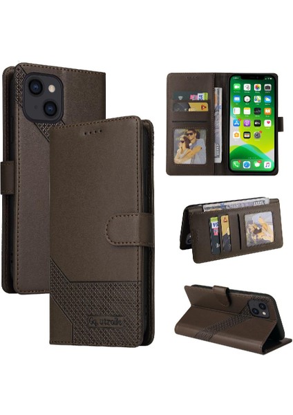 Iphone 14 Için Flip Case Premium Deri Iki Kart Yuvaları Premium Deri (Yurt Dışından)