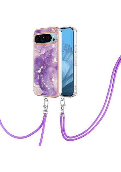 Google Piksel 9 Tampon Anti-Scratch Yumuşak Mermer Crossbody Kordon Için Kılıf (Yurt Dışından)