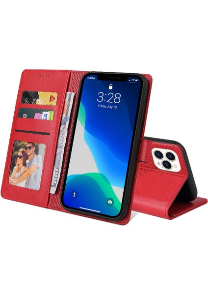 Iphone 13 Için Flip Case Pro Üç Kart Yuvaları Kickstand Premium Deri (Yurt Dışından)