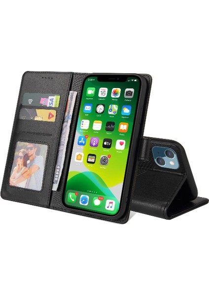Iphone 13 Mini Üç Kart Yuvaları Premium Deri Kickstand Için Flip Case (Yurt Dışından)