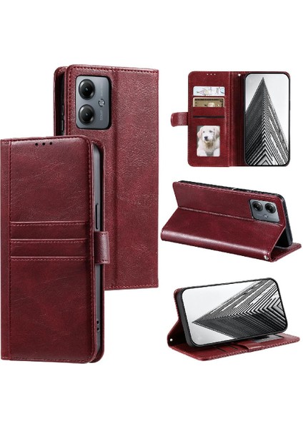 Motorola Moto G72 Cüzdan 6 Kart Yuvaları Kickstand Pu Deri Için Flip Case (Yurt Dışından)