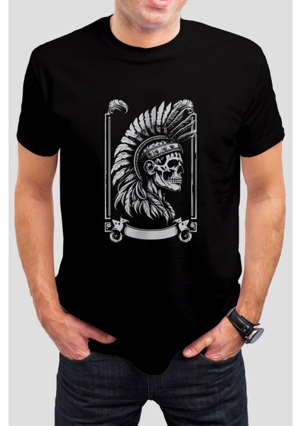 Kızıl Derili Baskılı Siyah Unisex Tişört C367