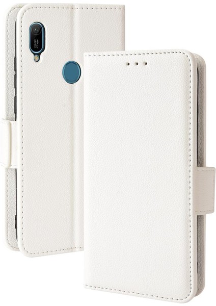 Huawei Y6 Için Kılıf 2019 Yan Toka Pu Deri Cüzdan Kart Yuvaları Tutucu (Yurt Dışından)
