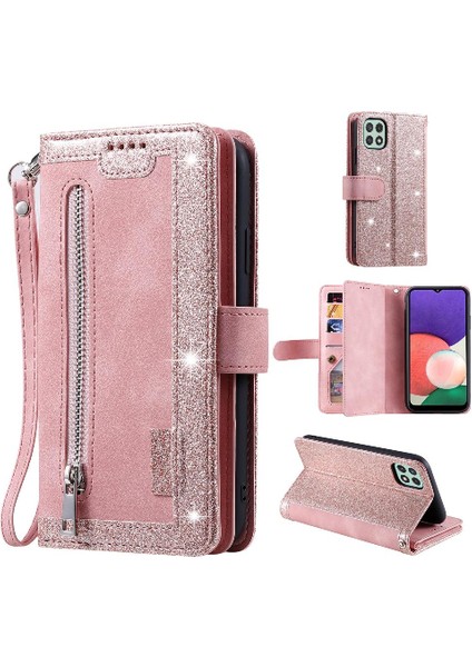 Samsung Galaxy A22 5g Cüzdan 9 Kart Yuvaları Kickstand Pu Için Flip Case (Yurt Dışından) modelleri