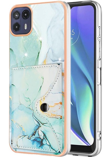Motorola Moto G50 5g Yumuşak Tpu Tampon Ince Cüzdan Kart Yuvaları Mermer (Yurt Dışından)
