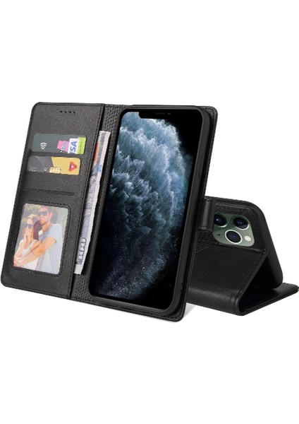 Iphone 11 Pro Max Premium Deri Üç Kart Yuvaları Için Flip Case (Yurt Dışından)