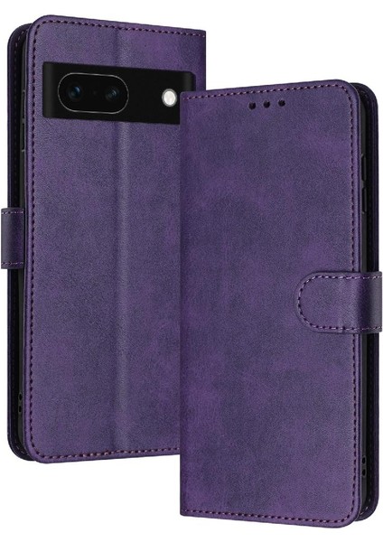 Kart ile Toka ile Google Piksel 8A Saf Renk Kickstand Için Flip Case (Yurt Dışından)