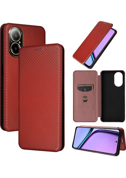 Realme C67 4g Deri Folio Flip Case Için Kılıf Kart ile Tam Koruma (Yurt Dışından)