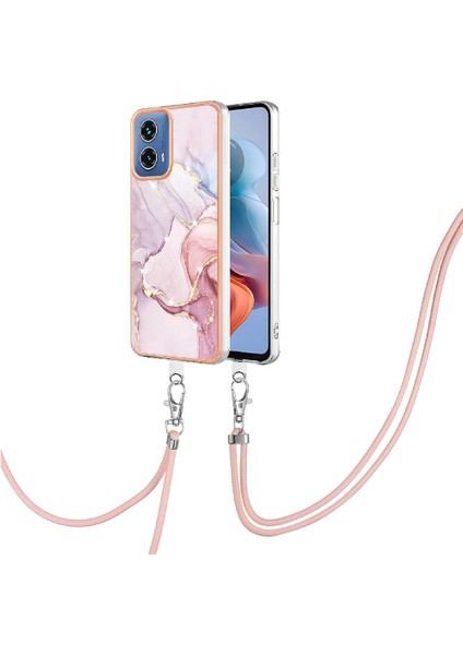 Motorola Moto G34 Tampon Mermer Crossbody Kordon Askısı Yumuşak (Yurt Dışından)