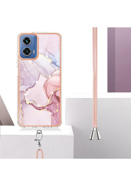Motorola Moto G34 Tampon Mermer Crossbody Kordon Askısı Yumuşak (Yurt Dışından)