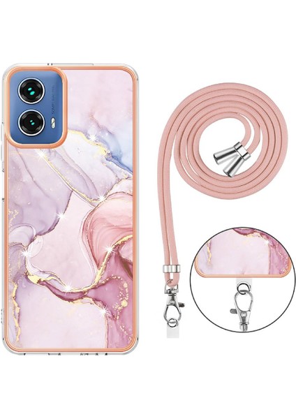Motorola Moto G34 Tampon Mermer Crossbody Kordon Askısı Yumuşak (Yurt Dışından)