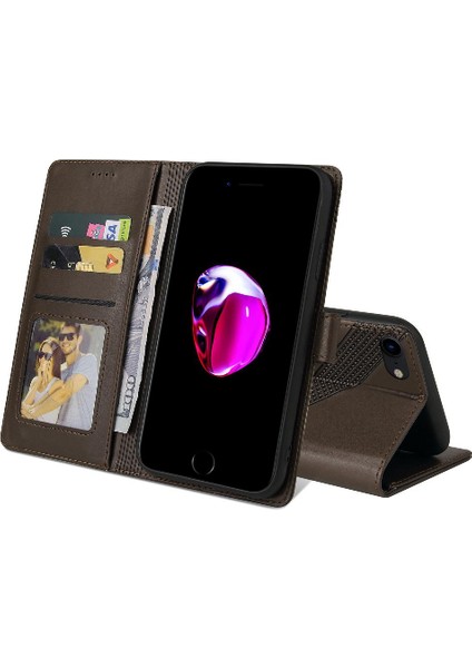Iphone 7/8 Kickstand Premium Deri Üç Kart Yuvaları Için Flip Case (Yurt Dışından)