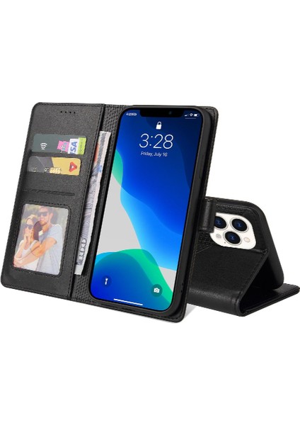 Iphone 13 Için Flip Case Pro Max Iki Kart Yuvaları Kickstand Premium Deri (Yurt Dışından)