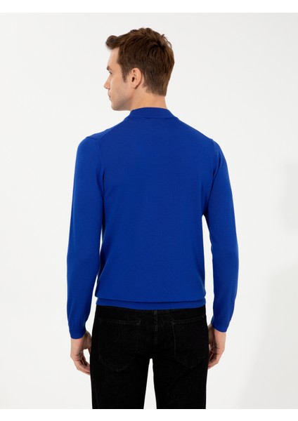 Erkek Sax Slim Fit Çeyrek Balıkçı Yaka Basic Triko Kazak 50257712-VR045 fiyatları