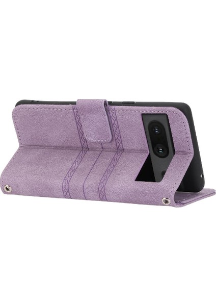 Google Piksel 8 Darbeye Koruyucu Kickstand Pu Deri Için Flip Case (Yurt Dışından)