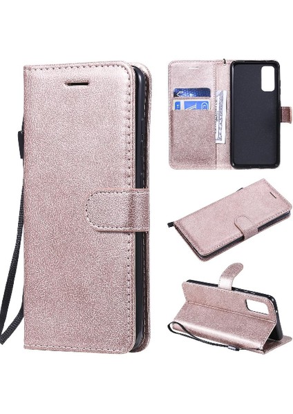 Kart Yuvası Cüzdan ile Samsung Galaxy S20 Klasik Düz Renk Için Flip Case (Yurt Dışından)